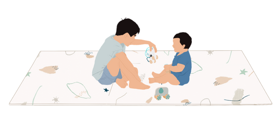 dessin illustrant des enfants sur le tapis de jeu xl tapilou