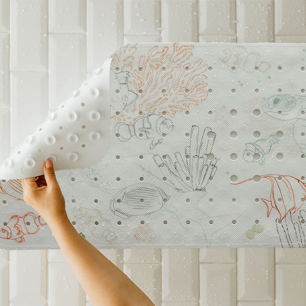 tapis de bain bubulle avec vue des ventouses